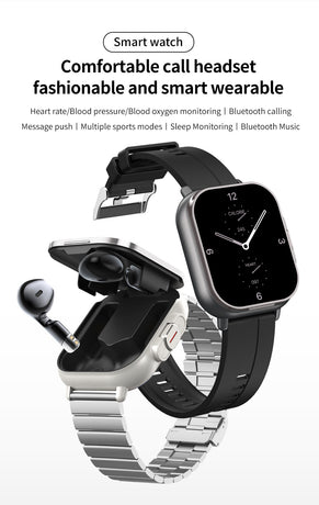 Beige TPU Strap 2-in-1 Smartwatch with Built-in Earbuds - 2.01 HD Touchscreen