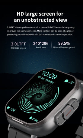 Beige TPU Strap 2-in-1 Smartwatch with Built-in Earbuds - 2.01 HD Touchscreen