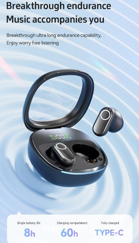 Purple Feather-Light TWS Earbuds - Bluetooth 5.4, Hi-Fi Sound, LED Display Case, 60H+ Playtime, Touch Control