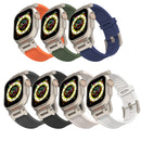 Beige Rugged Tactical Silicone Strap for Apple Watch Ultra & Series - Heavy-Duty Metal Clasp