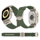 Beige Rugged Tactical Silicone Strap for Apple Watch Ultra & Series - Heavy-Duty Metal Clasp