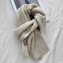 Beige Luxuriously Soft Wool Blend Knit Scarf - Cozy Warm Solid Colour Unisex Winter Essential