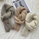 Beige Luxuriously Soft Wool Blend Knit Scarf - Cozy Warm Solid Colour Unisex Winter Essential