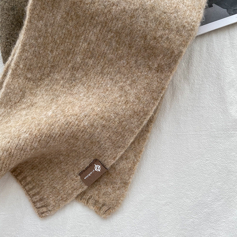 Beige Luxuriously Soft Wool Blend Knit Scarf - Cozy Warm Solid Colour Unisex Winter Essential