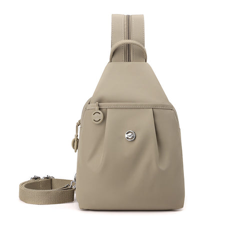 Beige Versatile Women's Convertible Mini Backpack & Sling Bag - Stylish Anti-Theft Oxford Cloth Daypack, Fits 9.7in iPad
