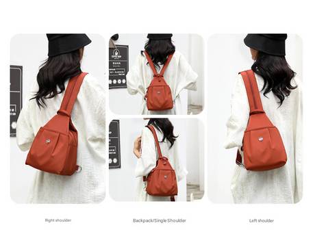 Beige Versatile Women's Convertible Mini Backpack & Sling Bag - Stylish Anti-Theft Oxford Cloth Daypack, Fits 9.7in iPad