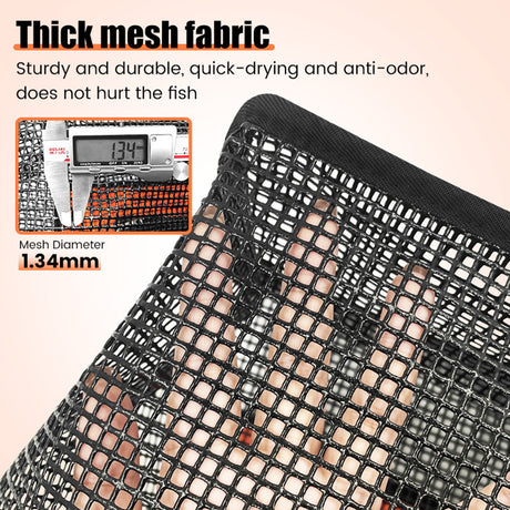 1 Piece Orange and Black Durable Collapsible Fishing Keepnet - Large 40.5L Quick-Dry Coated Nylon Fish Basket for Live Bait & Catch