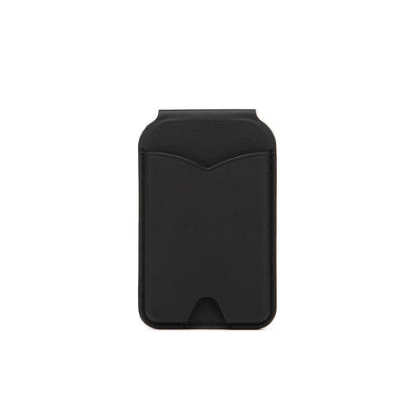 Black Chic MagSafe Wallet with Mirror & Stand - PU Leather Card Holder for iPhone 12-16 Series