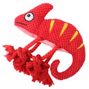 2 Pcs Red Interactive Plush Chameleon Dog Toy with Squeaker & Rope Legs - Durable Chew Toy for Medium/Large Dogs, Teeth Cleaning Texture, Machine Washable (10.2in)