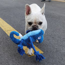 2 Pcs Blue Interactive Plush Chameleon Dog Toy with Squeaker & Rope Legs - Durable Chew Toy for Medium/Large Dogs, Teeth Cleaning Texture, Machine Washable (10.2in)