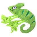 2 Pcs Green Interactive Plush Chameleon Dog Toy with Squeaker & Rope Legs - Durable Chew Toy for Medium/Large Dogs, Teeth Cleaning Texture, Machine Washable (10.2in)