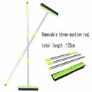 Black and Silver Versatile Pet Hair Remover Rubber Broom & Squeegee - 125cm Adjustable Stainless Steel Handle for Carpets, Floors & Windows