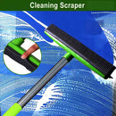 Black and Silver Versatile Pet Hair Remover Rubber Broom & Squeegee - 125cm Adjustable Stainless Steel Handle for Carpets, Floors & Windows