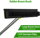 Black and Silver Versatile Pet Hair Remover Rubber Broom & Squeegee - 125cm Adjustable Stainless Steel Handle for Carpets, Floors & Windows