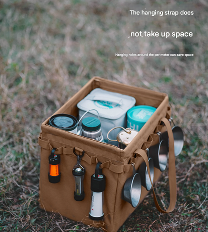 Black Camouflage Heavy Duty Foldable Outdoor Camping Storage Box - Oxford Cloth Collapsible Gear Organizer Tote with Pockets