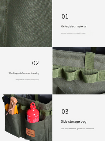 Black Camouflage Heavy Duty Foldable Outdoor Camping Storage Box - Oxford Cloth Collapsible Gear Organizer Tote with Pockets