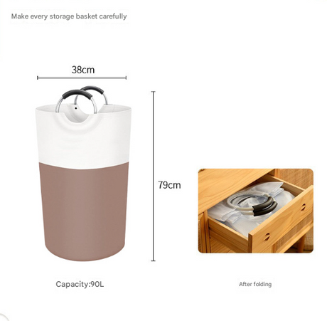 Black and White Large 90L Freestanding Laundry Hamper - Collapsible Clothes Basket with Aluminum Soft-Grip Handles