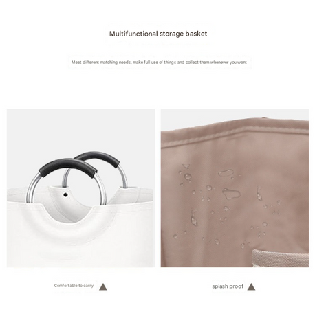 Black and White Large 90L Freestanding Laundry Hamper - Collapsible Clothes Basket with Aluminum Soft-Grip Handles