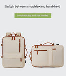 Beige Expandable Laptop Backpack with USB Port - Stylish Travel & Business Daypack