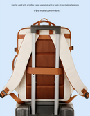 Beige Expandable Laptop Backpack with USB Port - Stylish Travel & Business Daypack