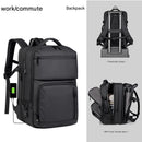 Black Expandable Business Travel Backpack with USB Charging Port - Water-Resistant Laptop Bag for Commuting & Carry-On