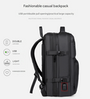 Black Expandable Business Travel Backpack with USB Charging Port - Water-Resistant Laptop Bag for Commuting & Carry-On
