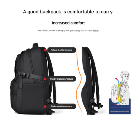 Grey Trendy Korean-Style Large-Capacity Backpack for Women - 14 Laptop Travel Bag
