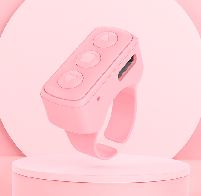 2-Piece Pink Bluetooth Video Controller - 3-Button Remote for TikTok and Page Scrolling