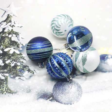 Blue 30-Piece 6cm Electroplated Christmas Baubles - Hand-Painted Tree Ornaments