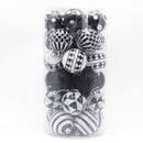 Black-white 30-Piece 6cm Electroplated Christmas Baubles - Hand-Painted Tree Ornaments