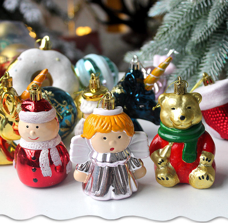 Boot Cut 72-Piece Christmas Bauble Set - Hand-Painted House and Round Ornaments