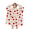 Apple Pattern Oversized Wearable Blanket Hoodie - Ultra Soft & Cozy Snuggle Pullover for Adults