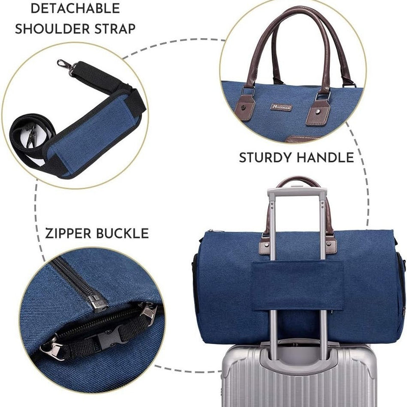 Black 45L Garment Duffel Bag - Men's Travel Suit Bag - Carry On Weekender