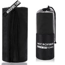 2-Piece Black Quick-Dry Microfiber Sports Towel with Travel Case - Compact & Absorbent for Gym, Swimming & Camping