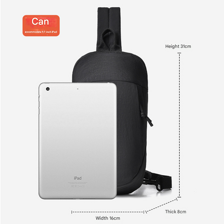 Beige Minimalist Anti-Theft Sling Bag for Men & Women - Water-Resistant Crossbody Chest Pack, Fits 9.7-inch Tablet