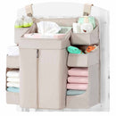 Beige Foldable Baby Crib Storage Hanging Bag - Large Capacity Organizer for Cribs and Changing Tables