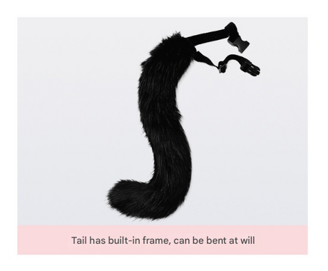 Black and white Halloween Furry Fox Costume Set - Plush Mask, Ears Headband, Tail, and Paws for Cosplay