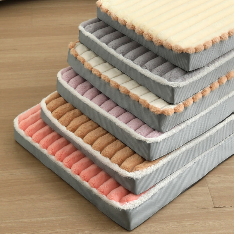 2-Piece Grey Sponge large pet bed - plush dog mat, detachable, washable, anti-slip base(50*40*8cm)