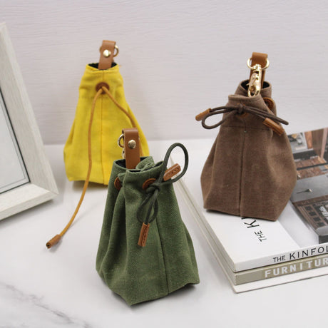 2-PCS Dark green Clip-On Canvas Dog Treat Pouch - Portable Drawstring Bag for Training & Walks