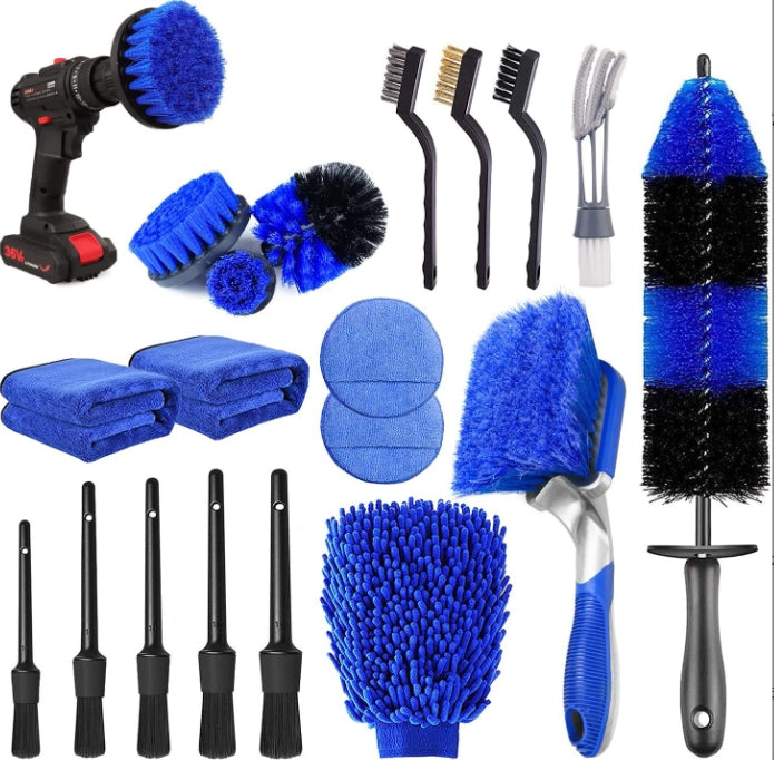 20-Piece set Ultimate Car Detailing Kit - Drill Brush & Polishing Pad Set for Car Interior, Wheels, and Exterior Cleaning