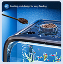 Black  Modern Desktop Aquarium & Turtle Tank - Panoramic Viewing Fish Tank with Basking Platform & Lid