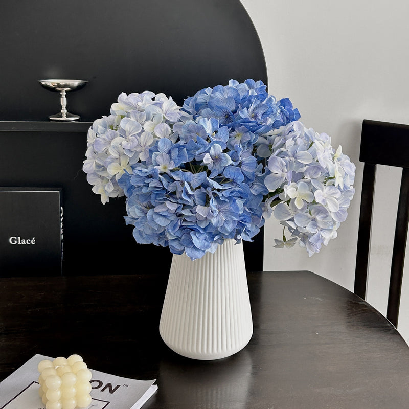 5-Piece Light Blue Premium Lifelike Hydrangea Artificial Flowers- 60cm Long Stem Faux Floral Bouquet for Home, Wedding & Vase Decor