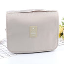Beige Portable Hanging Travel Toiletry Bag - Large Capacity Cosmetic & Wash Organizer with Sturdy Hook
