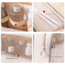 Beige Portable Hanging Travel Toiletry Bag - Large Capacity Cosmetic & Wash Organizer with Sturdy Hook