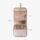 Beige Portable Hanging Travel Toiletry Bag - Large Capacity Cosmetic & Wash Organizer with Sturdy Hook