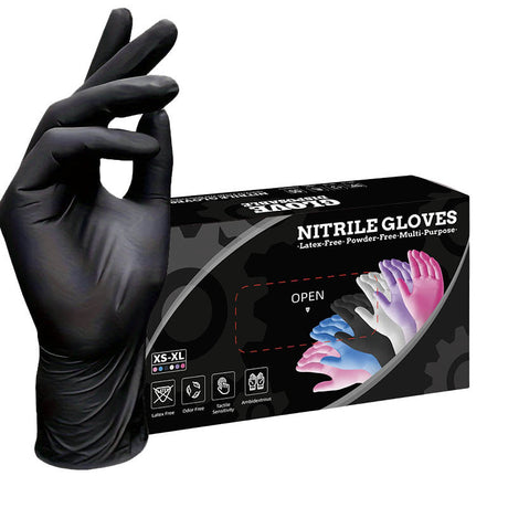 50 Pairs  Black Premium Disposable Nitrile Gloves - Powder-Free, Latex-Free & High-Elasticity for Multi-Purpose Use(L)