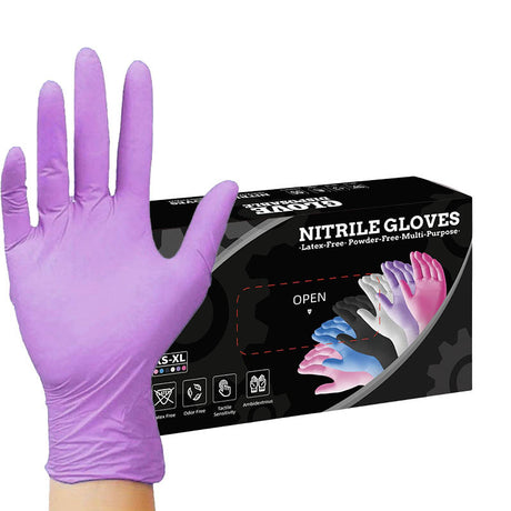 50 Pairs purple Premium Disposable Nitrile Gloves - Powder-Free, Latex-Free & High-Elasticity for Multi-Purpose Use(XL)