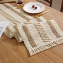2-PCS Rhombus Bohemian Woven Table Runner with Tassels - Rustic Farmhouse Decor for Dining & Coffee Tables