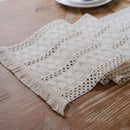2-PCS White Bohemian Woven Table Runner with Tassels - Rustic Farmhouse Decor for Dining & Coffee Tables