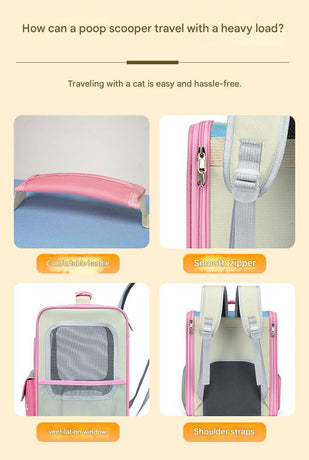 Breathable Pet Carrier Backpack - Large Capacity, Multiple Windows, Oxford Cloth(pink)